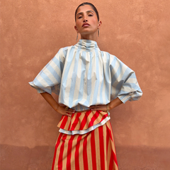 Blue Stripe Batwing Blouse