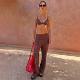 Chocolate Stripe Fold Over Trousers