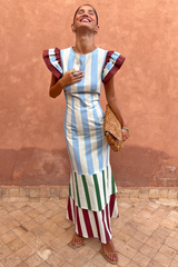 Blue Stripe Alena Midi Dress Petite