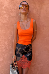 Coral Scoop Neck Rib Tank