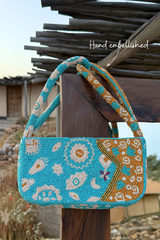Blue and Yellow Morocco Beaded bag