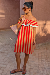 Tomato Stripe Mini Dress