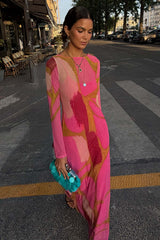 Pink and Olive Abstract Aria Dress