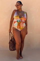Abstract Plunge Swimsuit