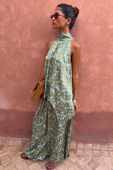 Green Diamond Print Balloon Trouser