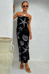 Black Seashell Mesh Cami Dress