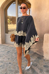 Grey Lace Trim Cape