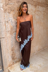 Chocolate Alicia Top with Blue Lace