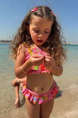 Girls Pink Fruit Crop Bikini Set