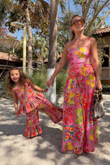 Girl's Pink Fruit Wide Leg Set