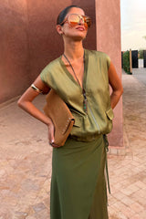 Olive Bubble Zip Vest