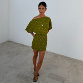 Khaki Mini Plisse Tilly Dress