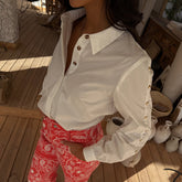 White Marley Shirt with Gold Studs