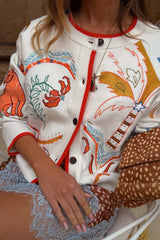 Cream Cheryl Cardigan in Tigress Print