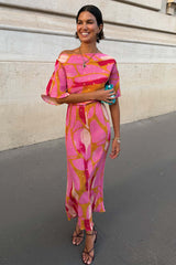 Pink and Olive Abstract Tilly Dress