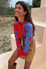 Blue and Red Holly Cardigan