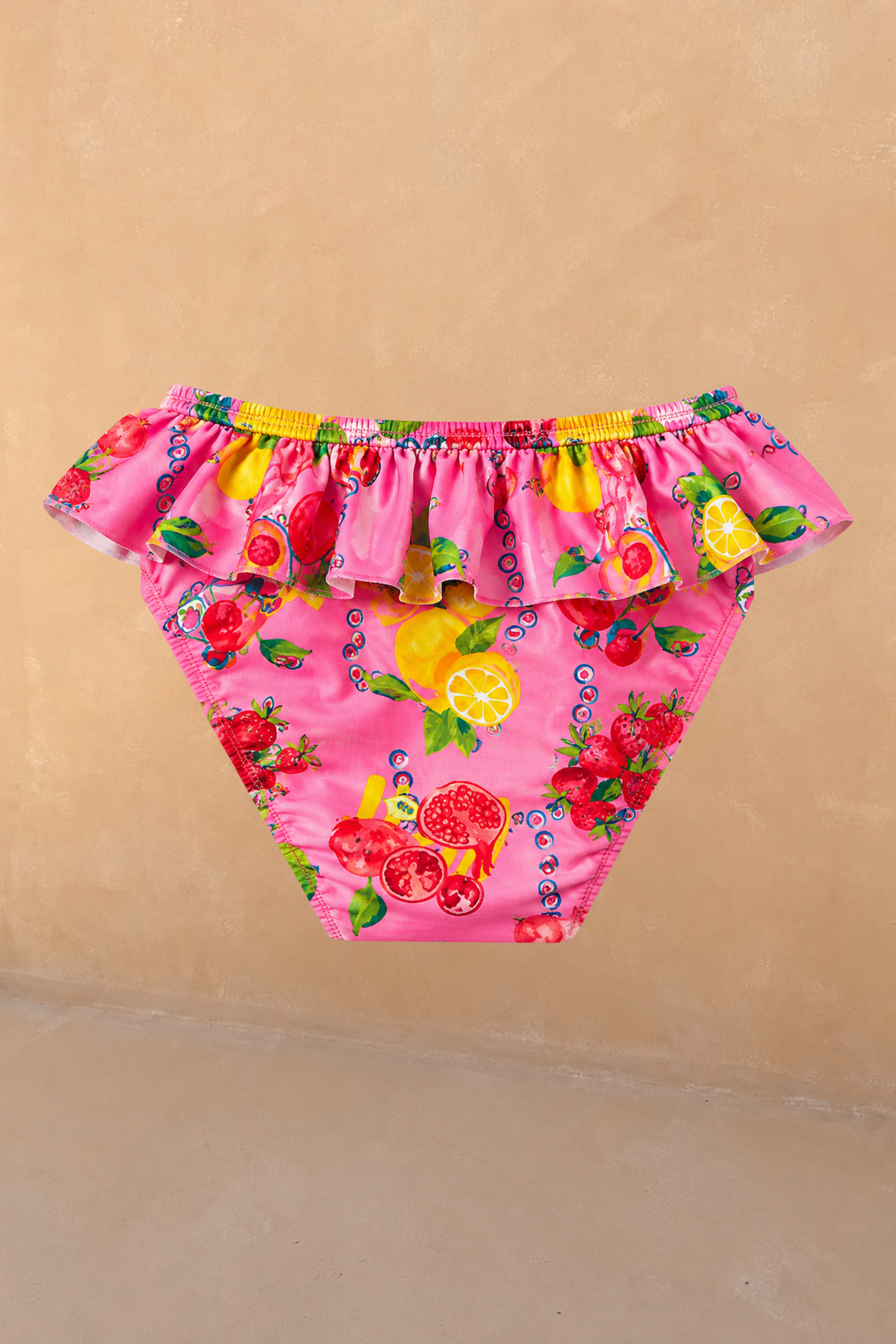 Girls Pink Fruit Crop Bikini Set