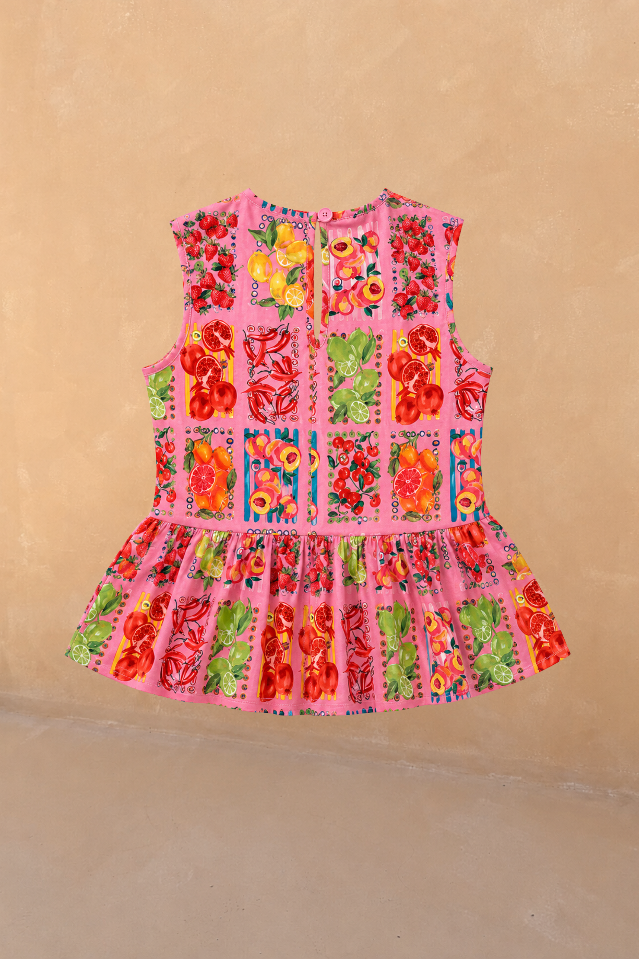 Girl's Pink Fruit Wide Leg Set
