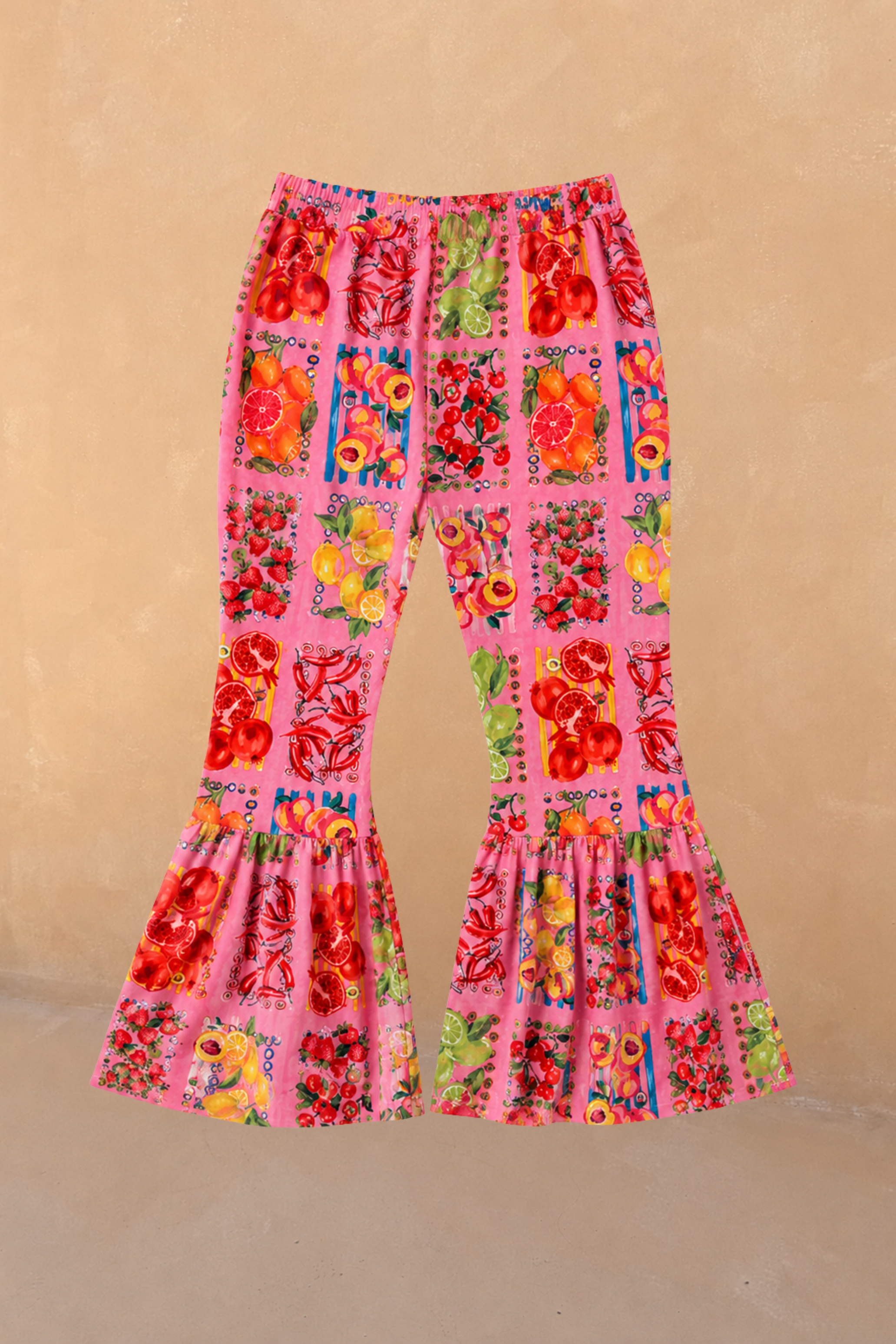 Girl's Pink Fruit Wide Leg Set