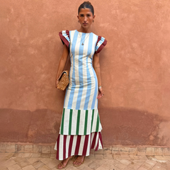Blue Stripe Alena Midi Dress