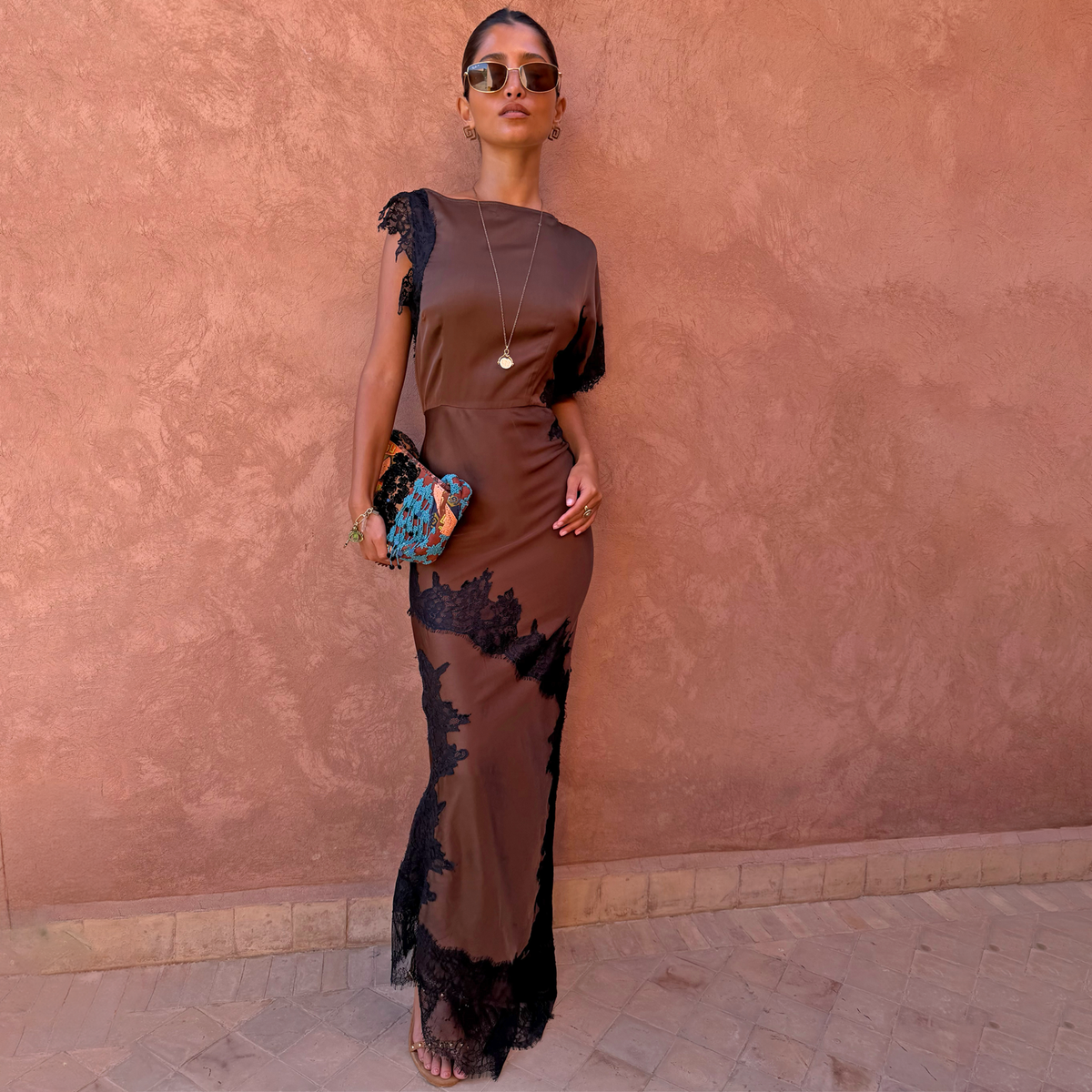 Chocolate and Black Lace Fearne Dress