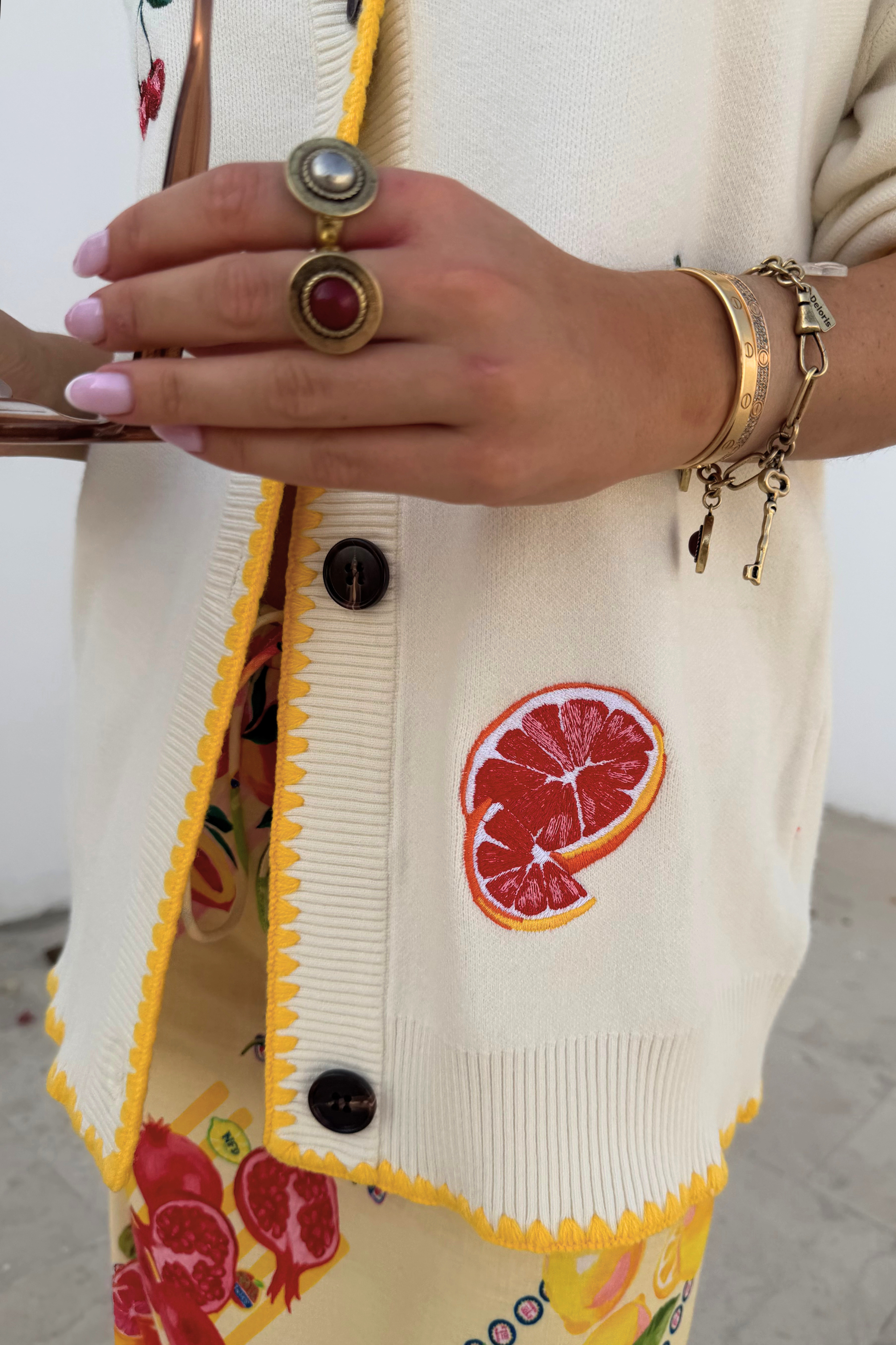 Cream Fruit Martha Cardigan