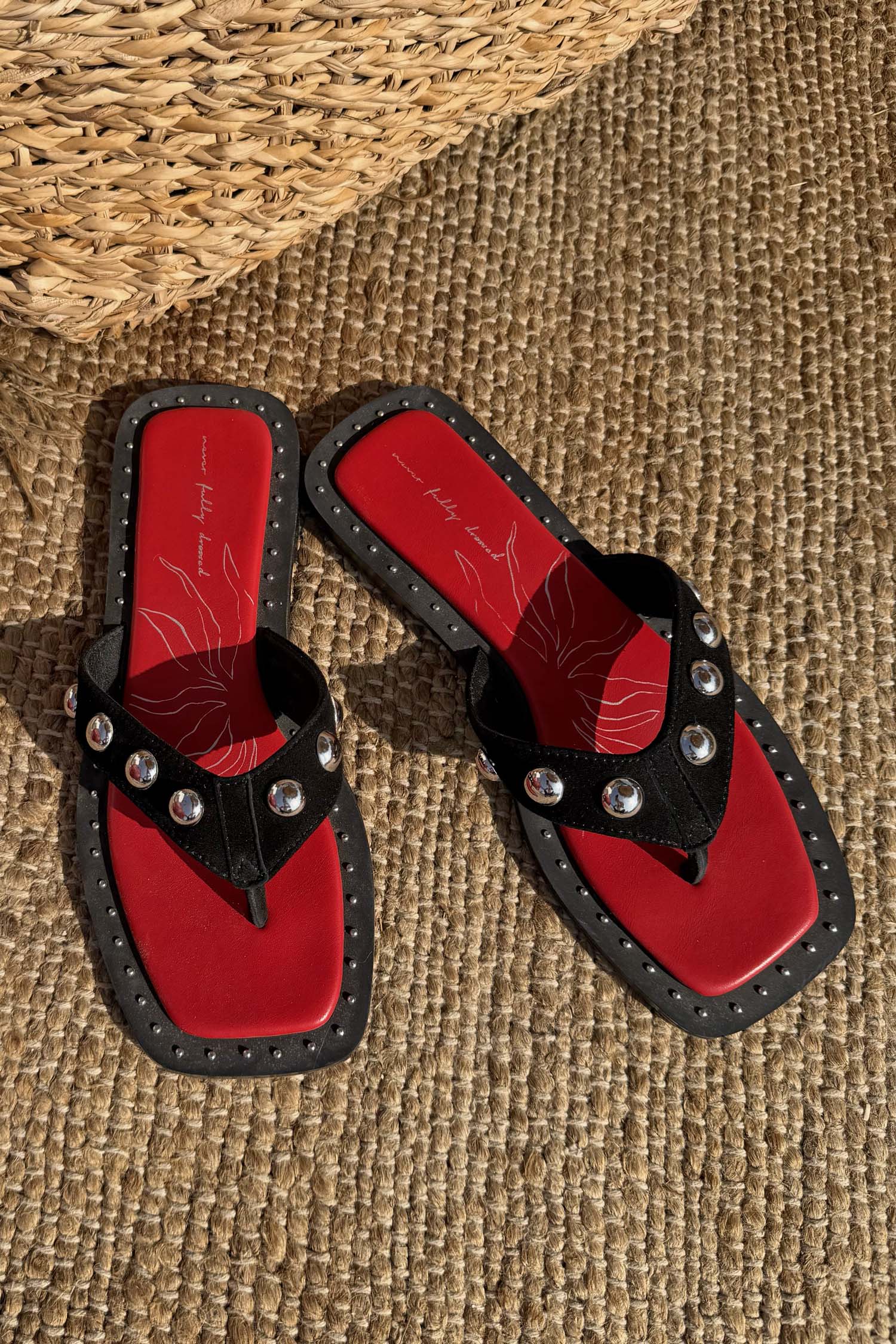 Black Leather Stud Sandals