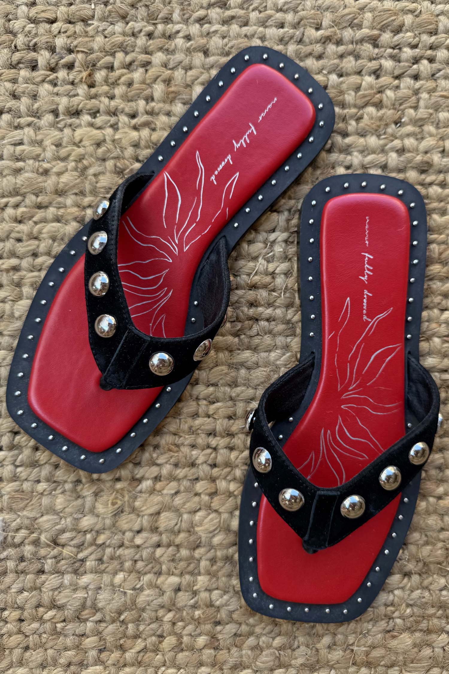 Black Leather Stud Sandals
