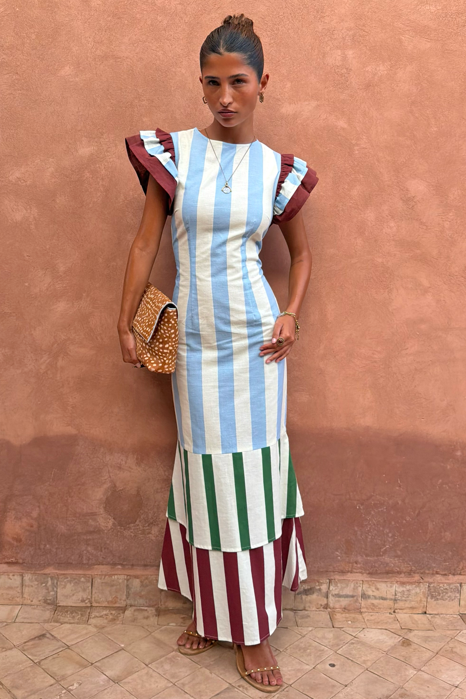 Blue Stripe Alena Midi Dress