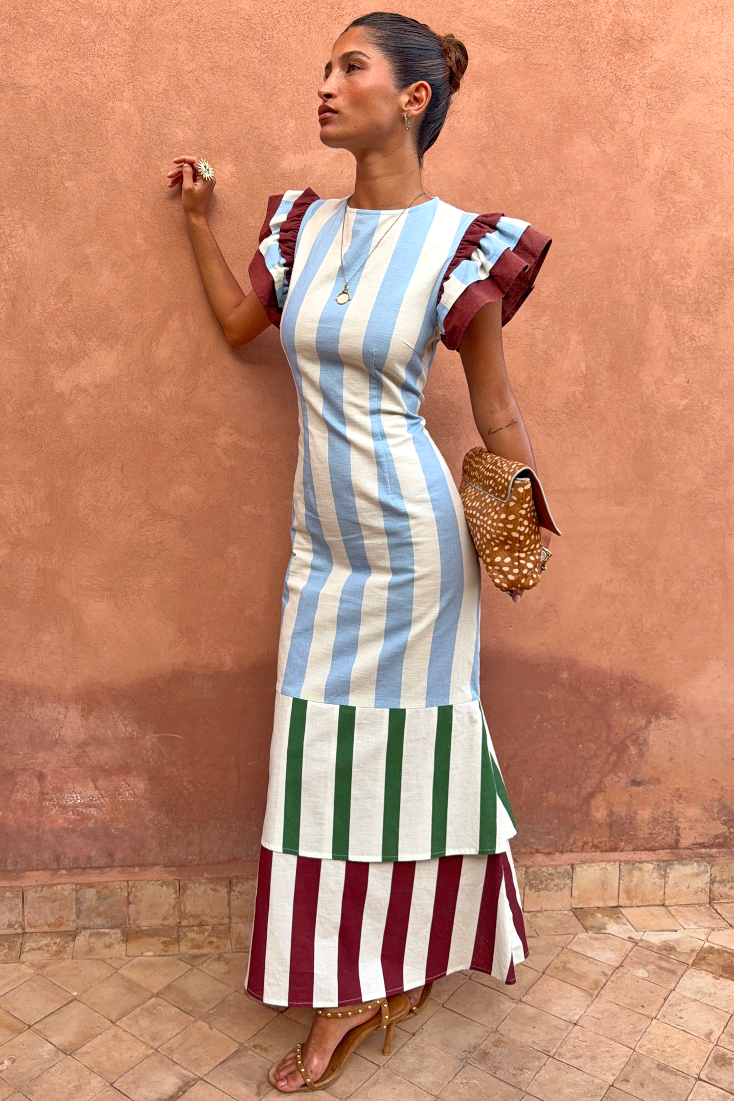 Blue Stripe Alena Midi Dress