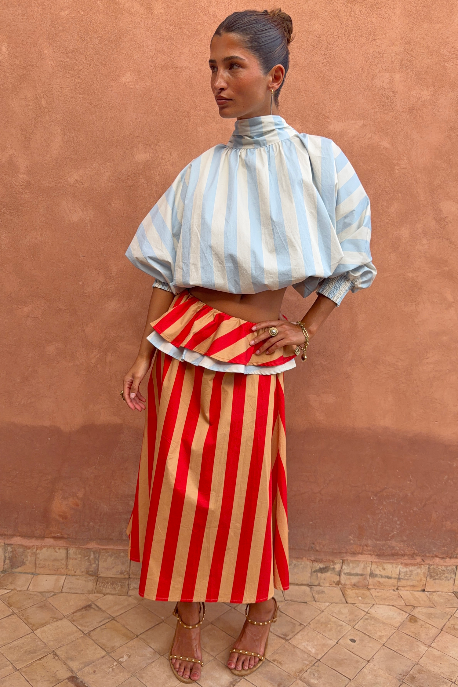 Blue Stripe Batwing Blouse