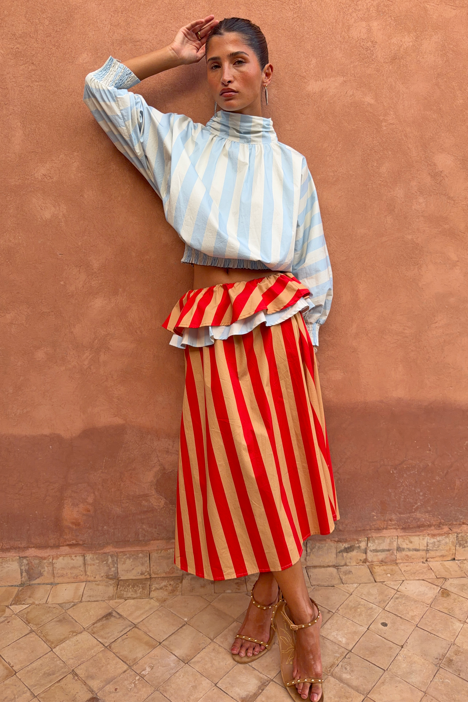 Blue Stripe Batwing Blouse