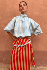 Blue Stripe Batwing Blouse