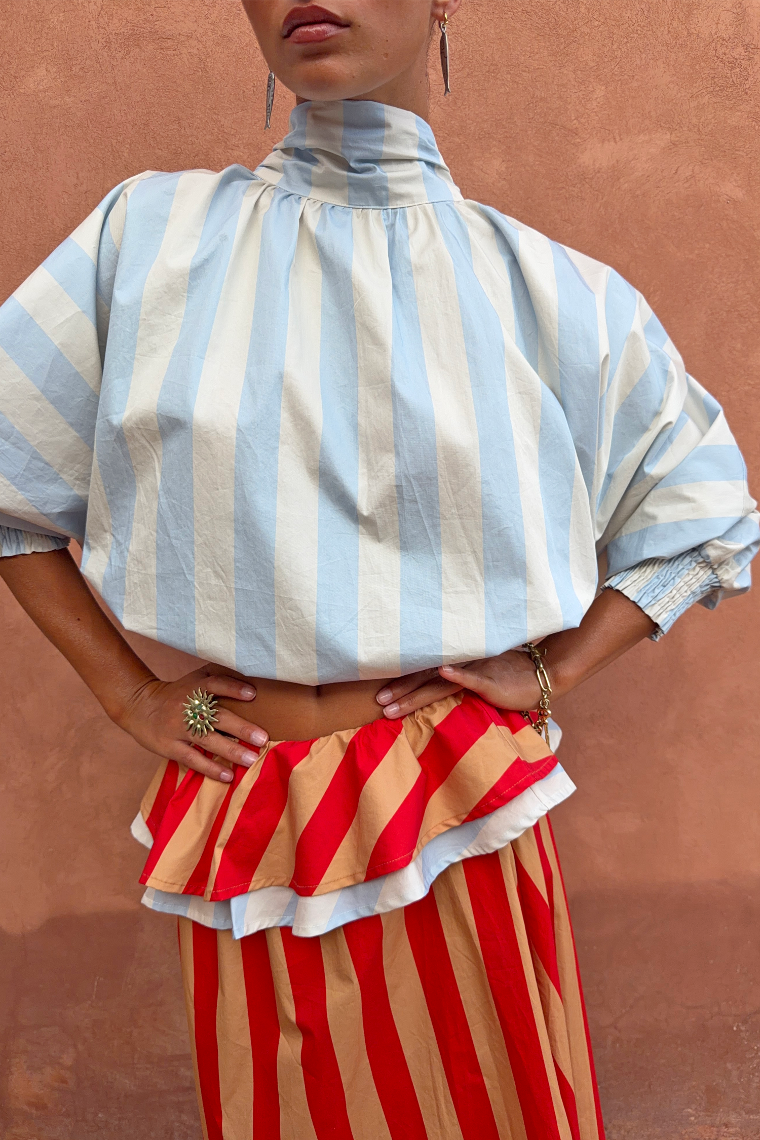Blue Stripe Batwing Blouse