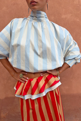Blue Stripe Batwing Blouse