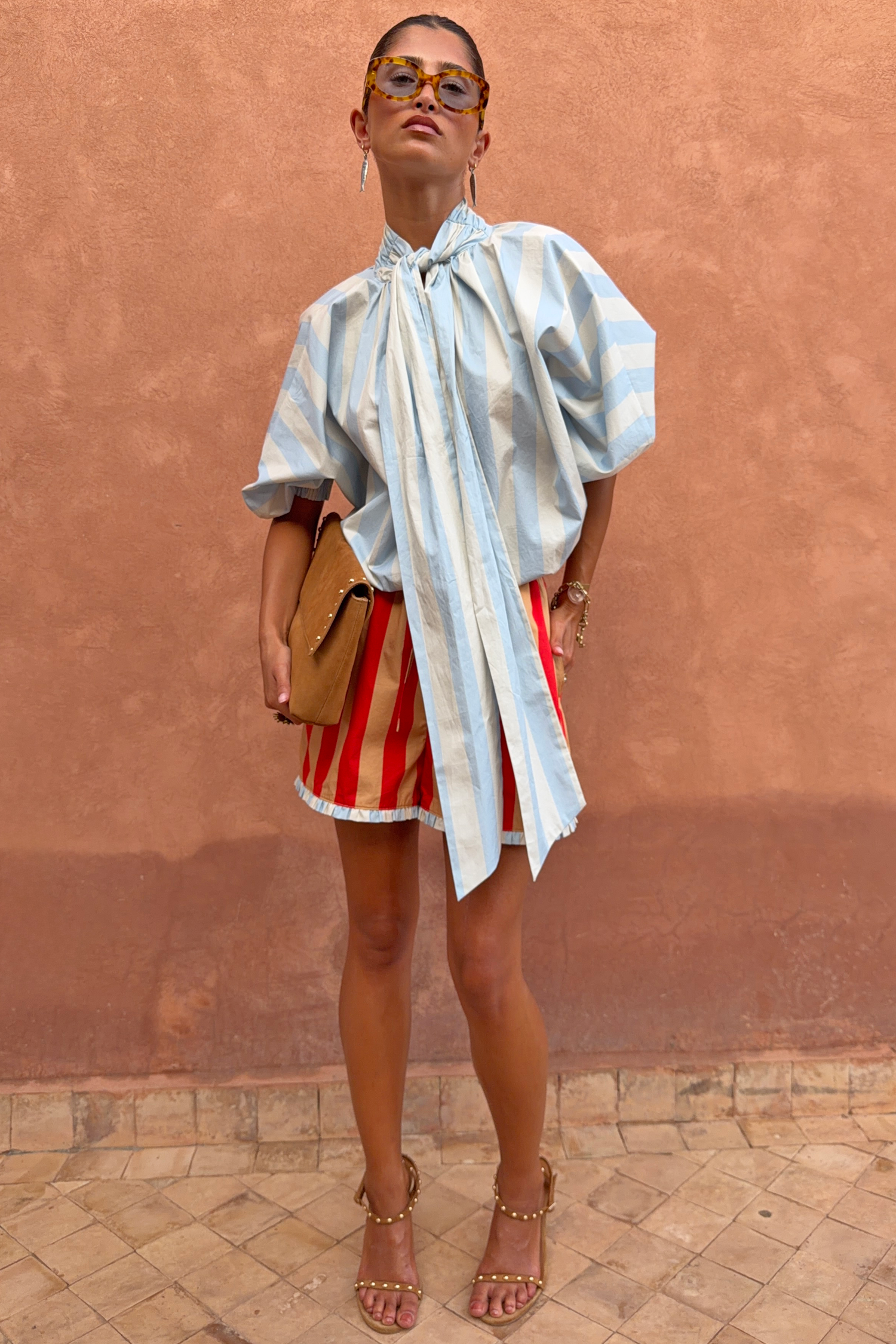 Blue Stripe Batwing Blouse