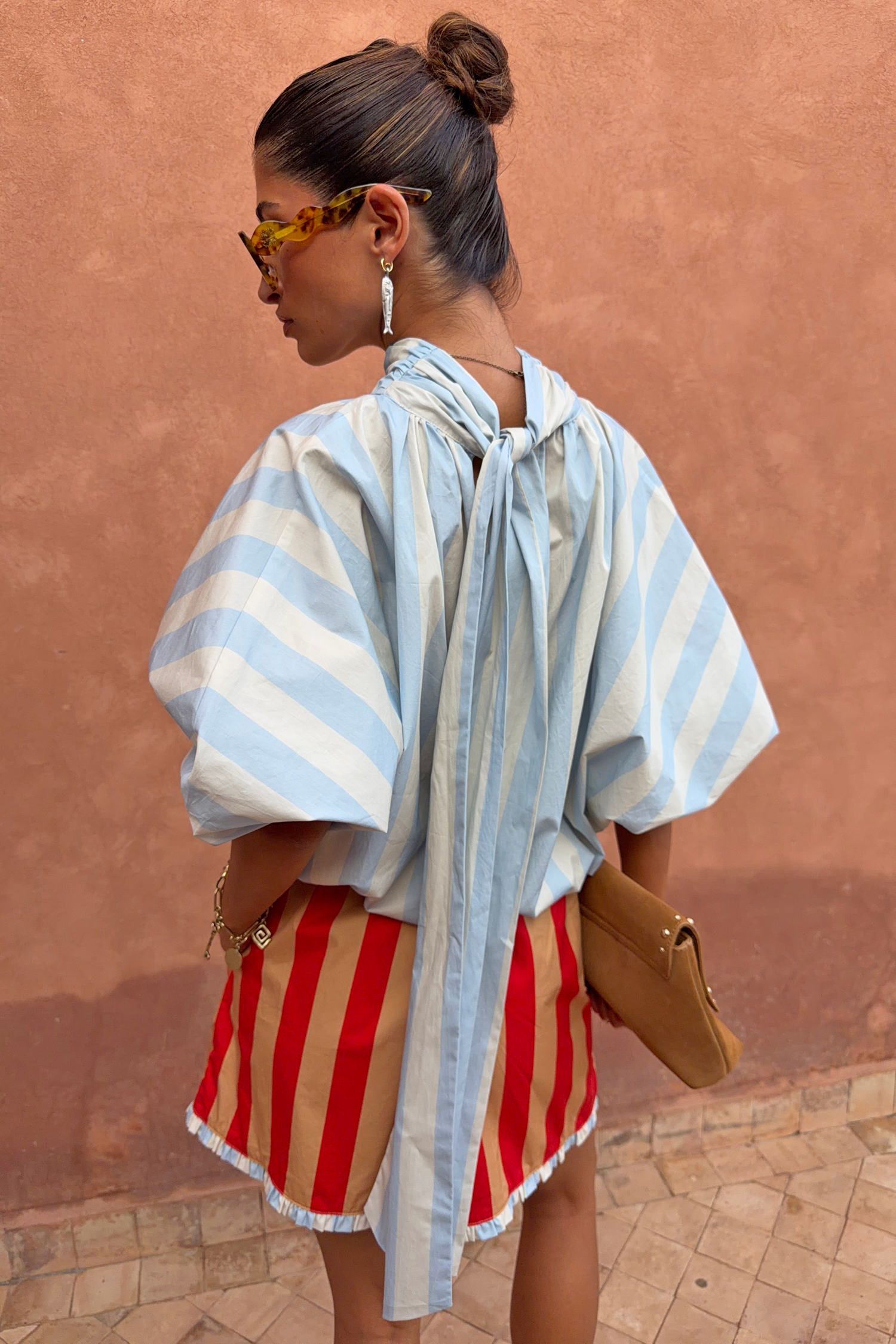 Blue Stripe Batwing Blouse