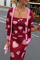 Burgundy Hearts Cardigan