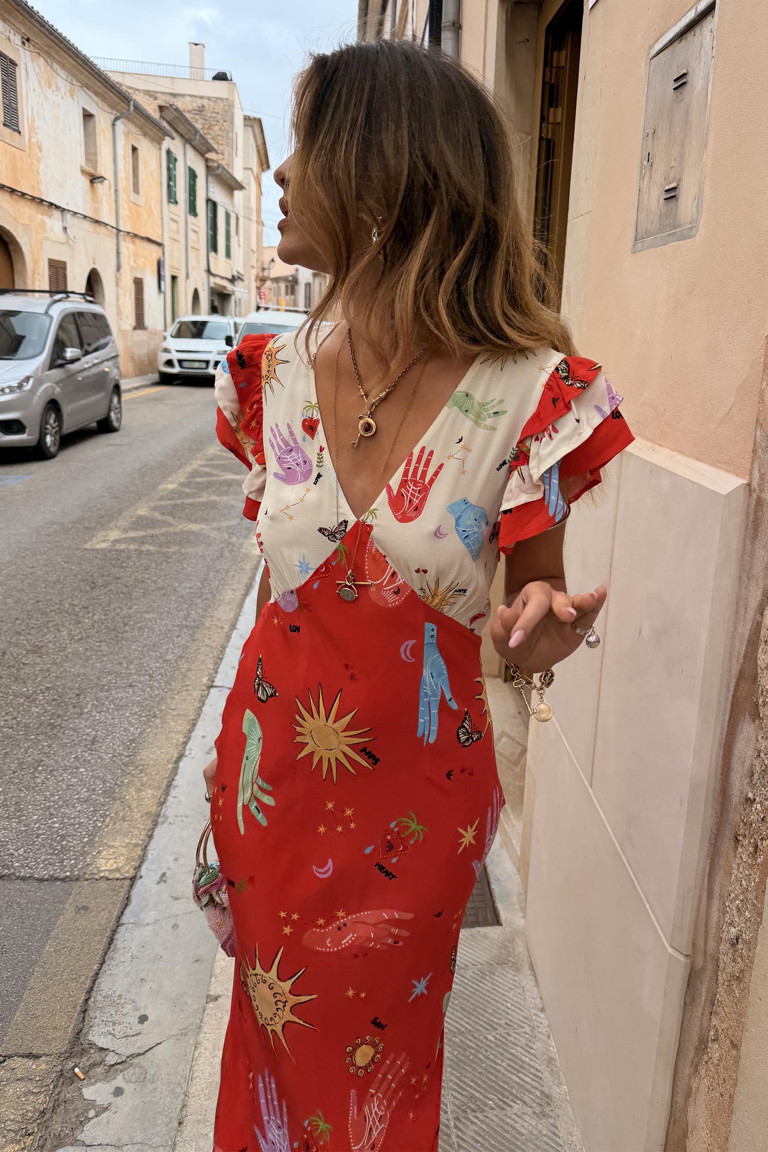 Red Celestial Midi Dress Petite