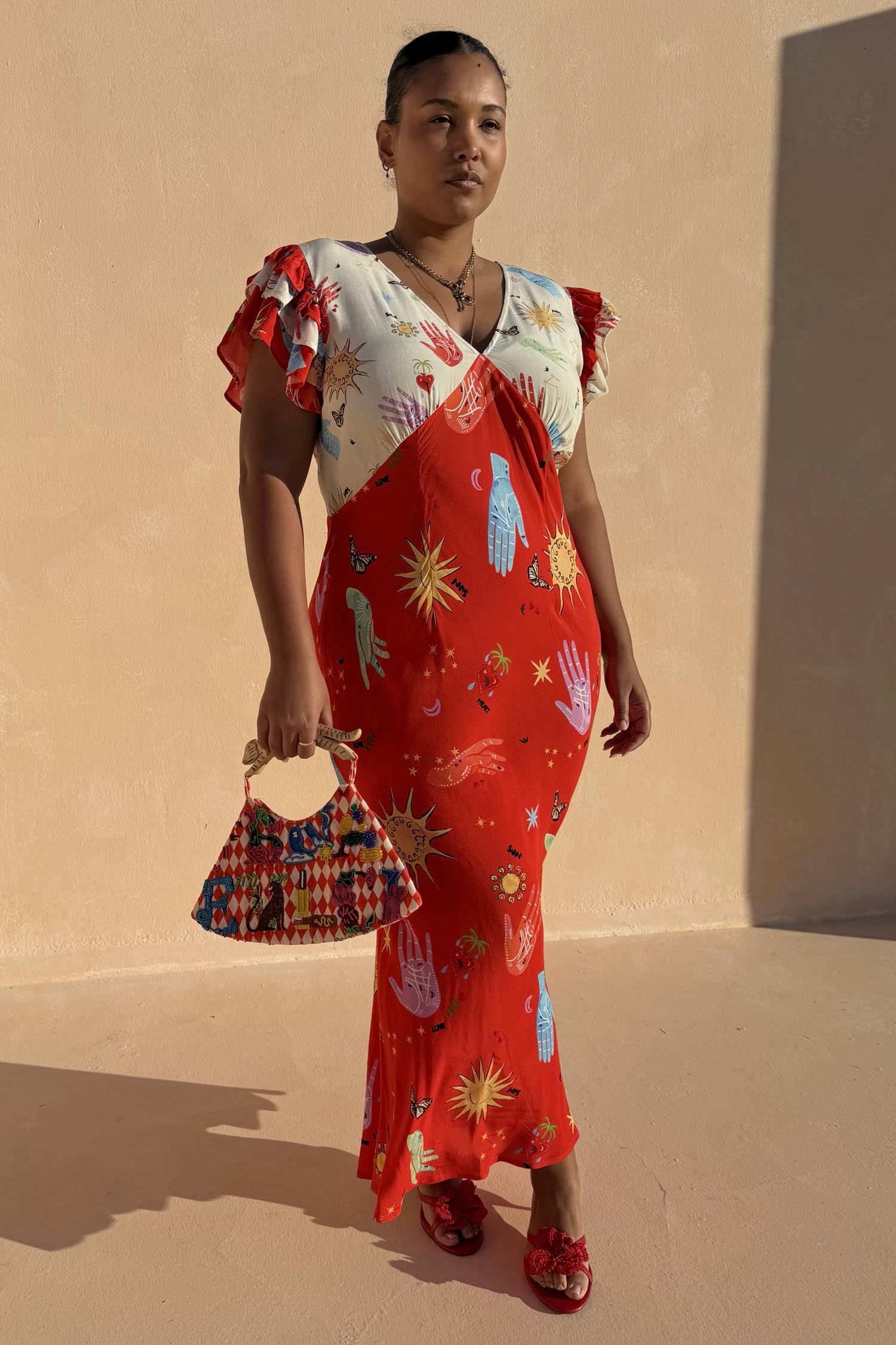 Red Celestial Midi Dress Petite