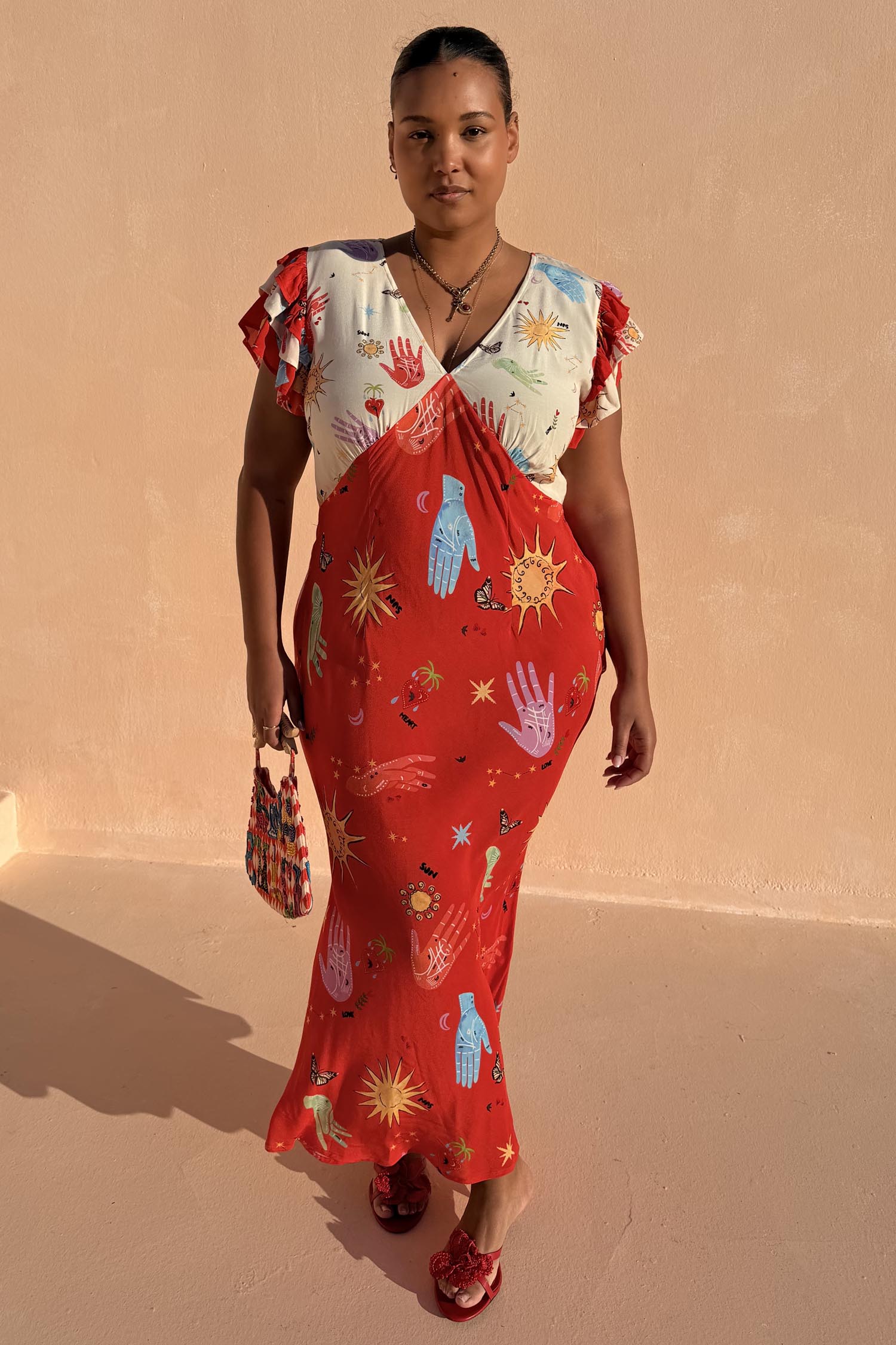 Red Celestial Midi Dress Petite