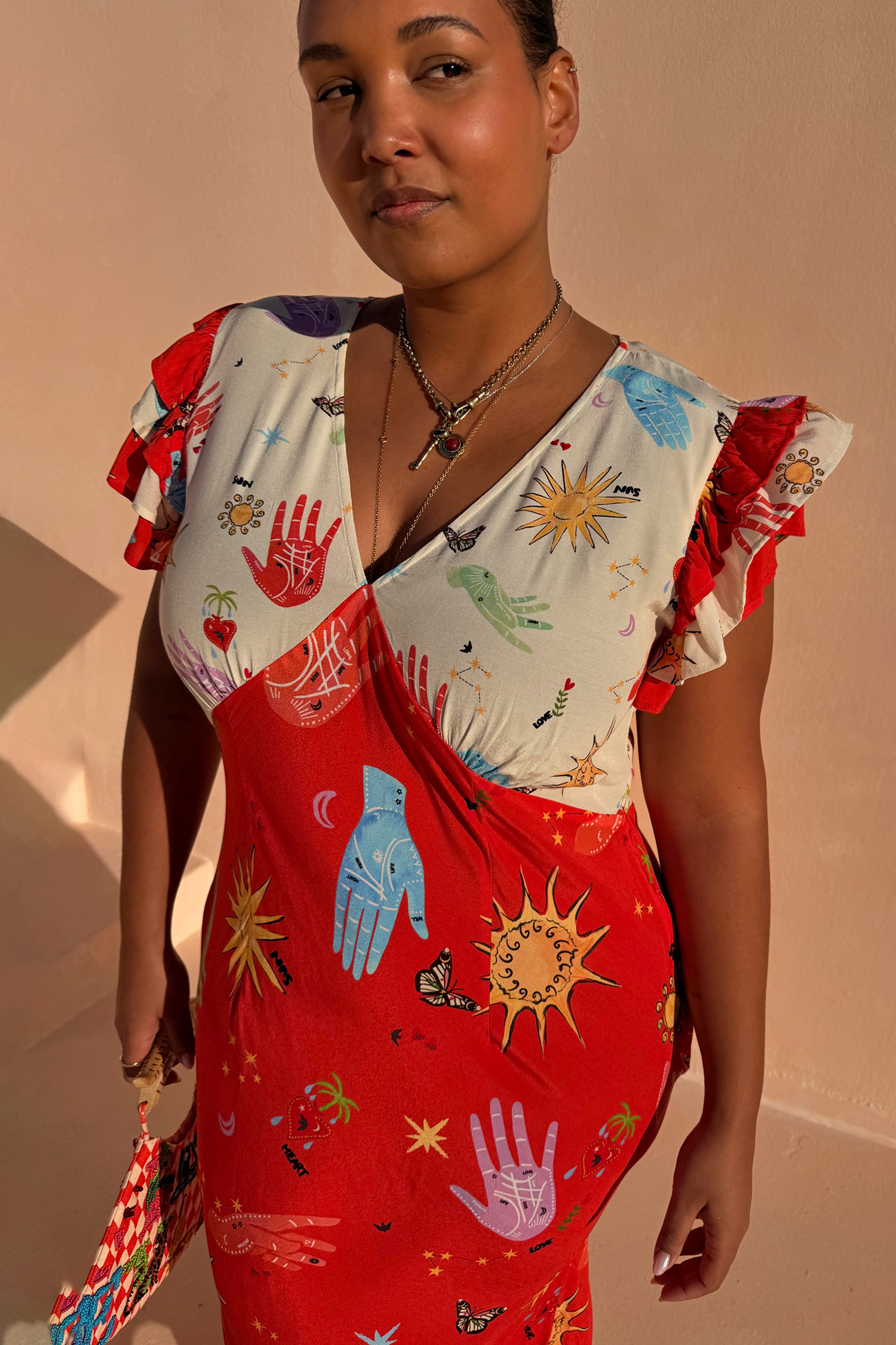 Red Celestial Midi Dress Petite