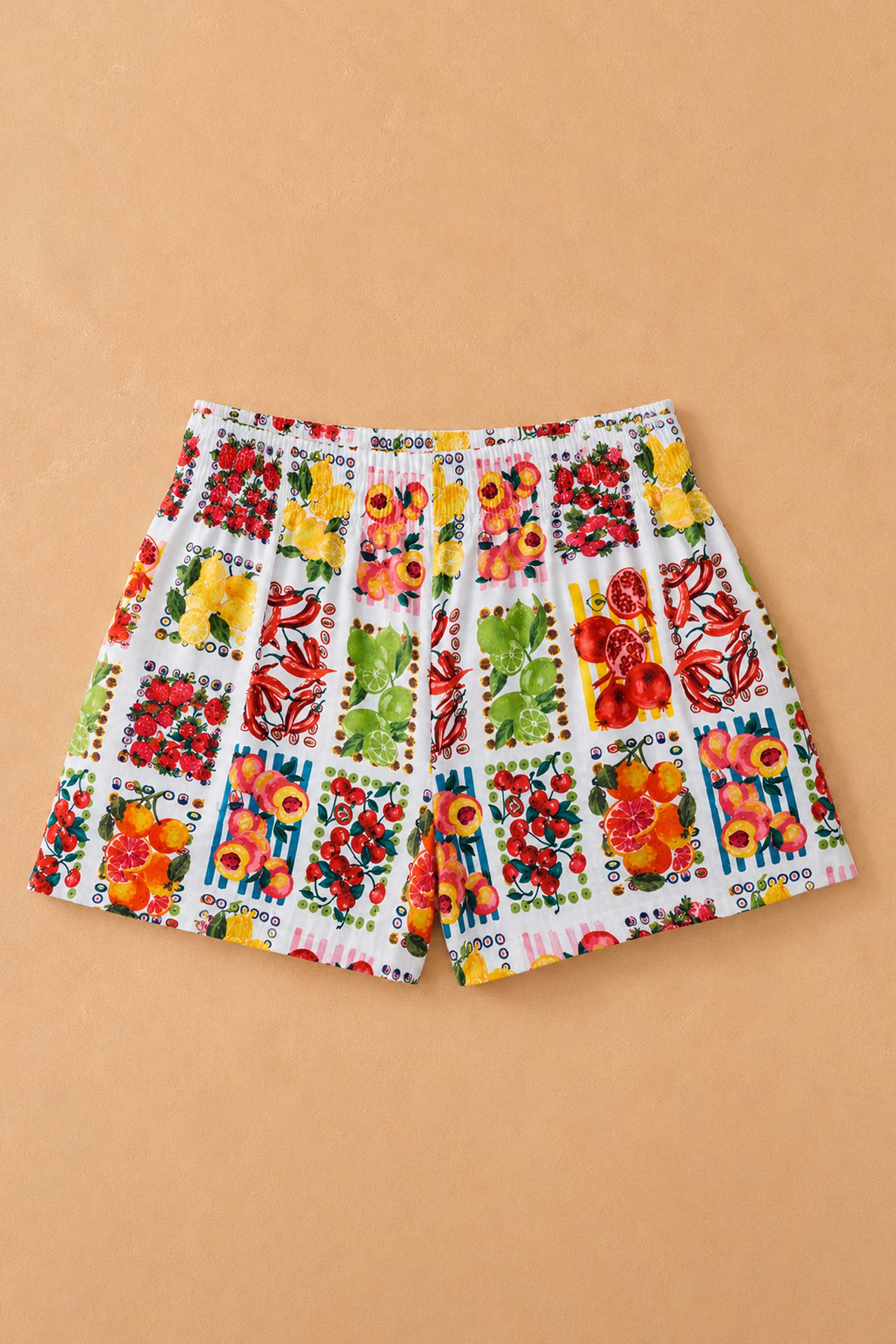 Girls Fruit Stamps Shorts Set