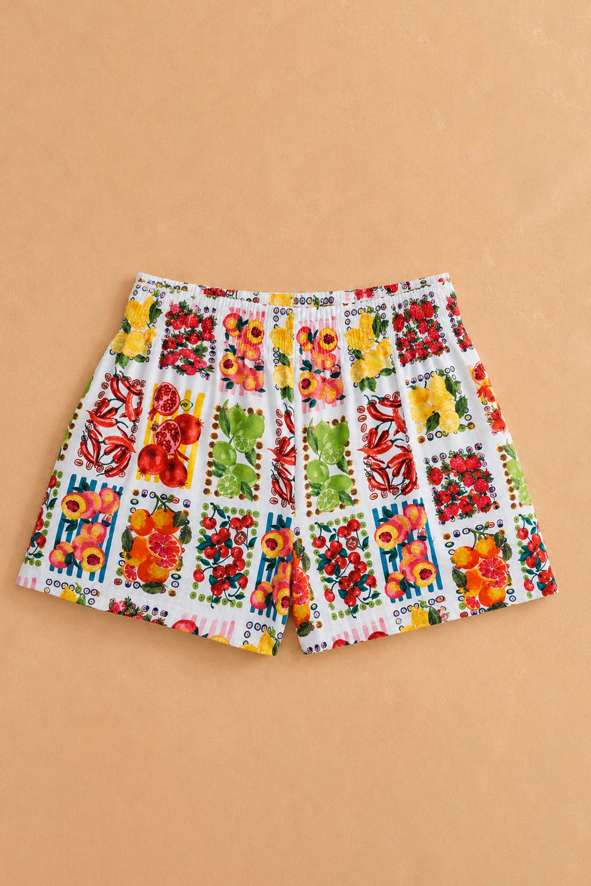 Girls Fruit Stamps Shorts Set