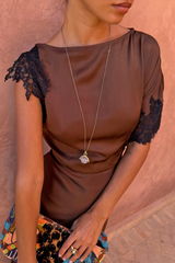 Chocolate and Black Lace Fearne Dress