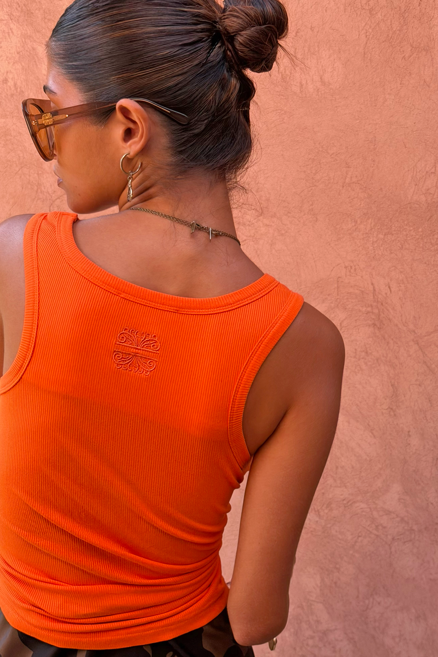 Coral Scoop Neck Rib Tank