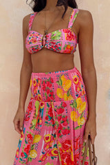 Pink Fruit Stamps Skirt