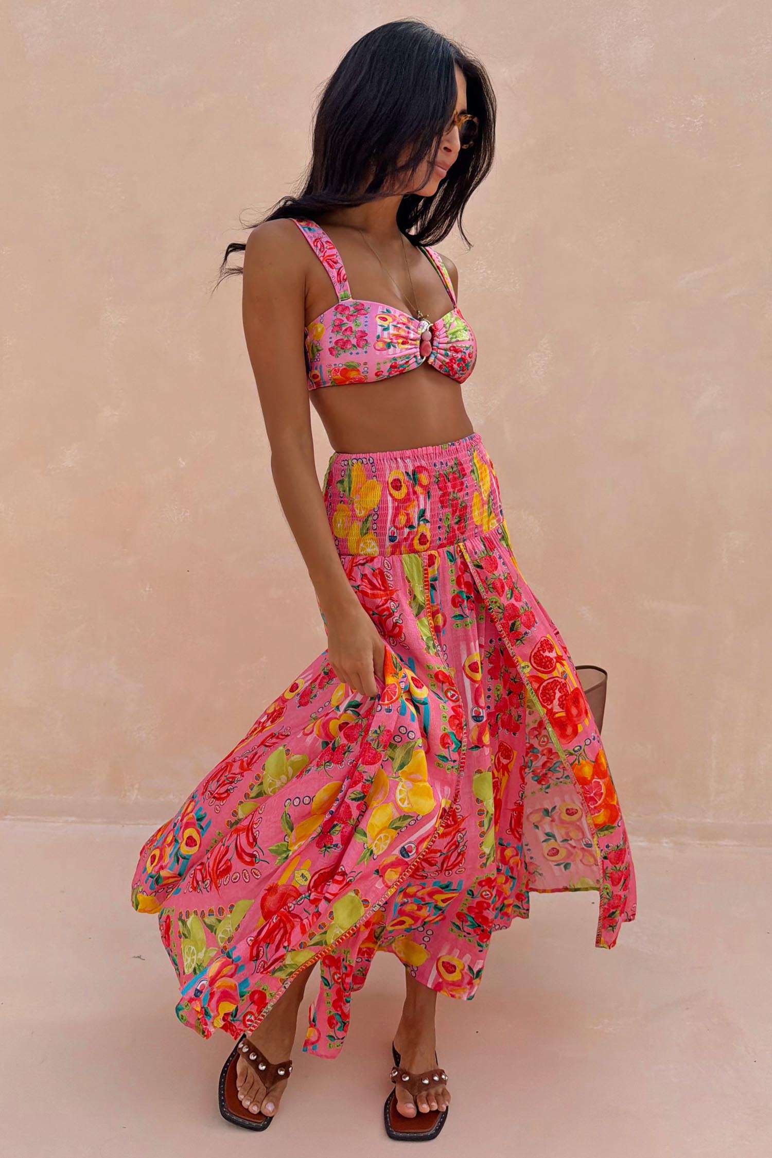 Pink Fruit Stamps Skirt