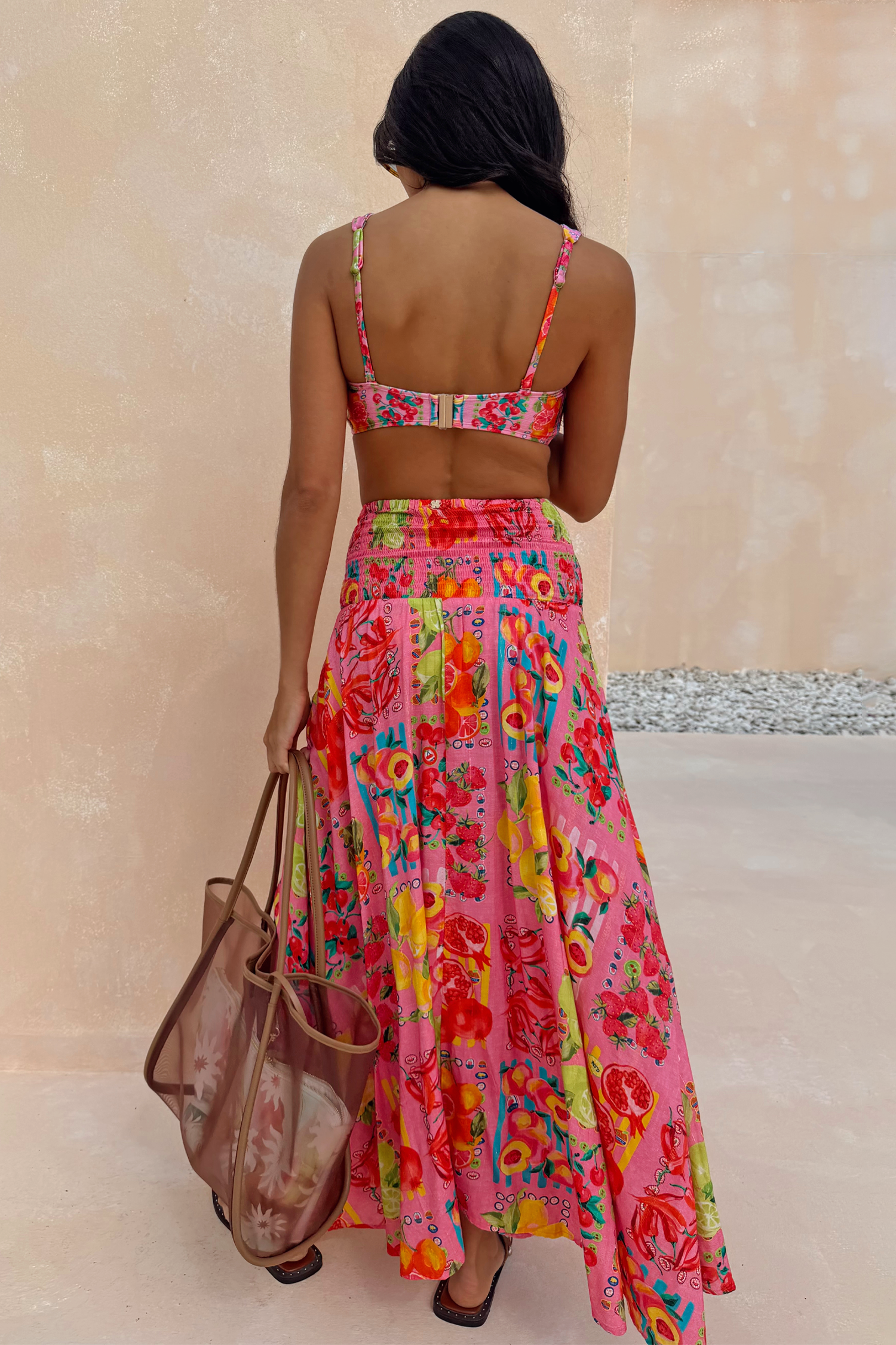 Pink Fruit Stamps Skirt