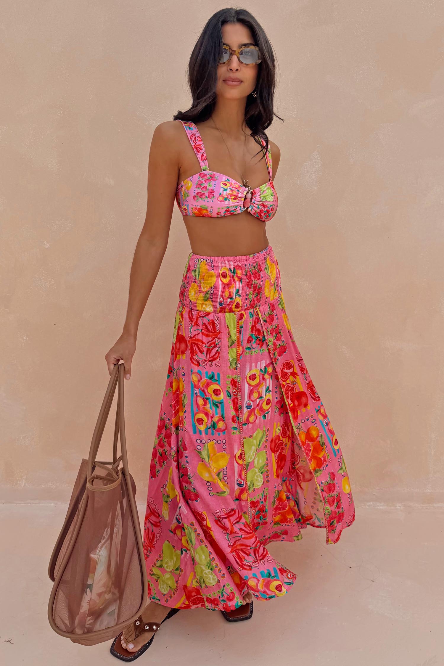 Pink Fruit Stamps Skirt